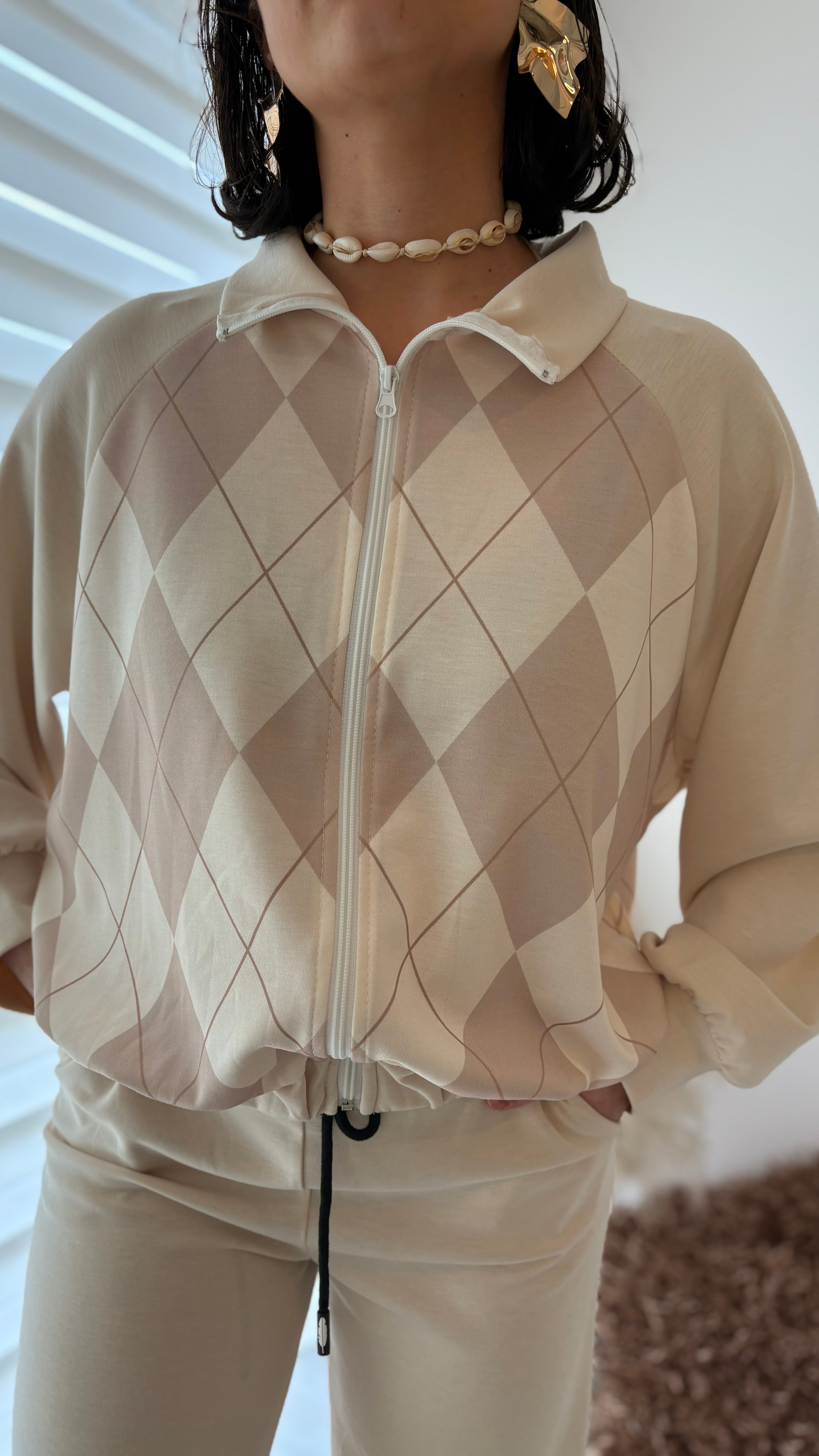 Ensemble veste motif losange