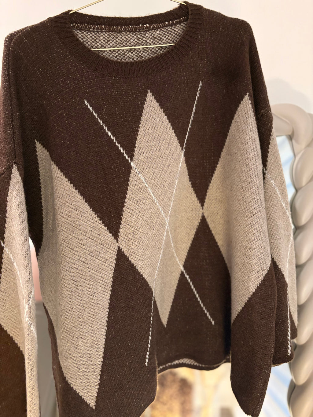 Pull oversize à losanges