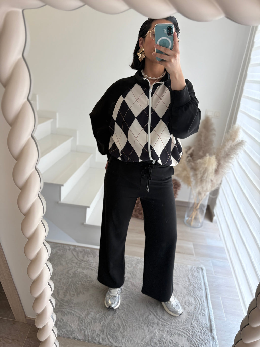 Ensemble veste motif losange