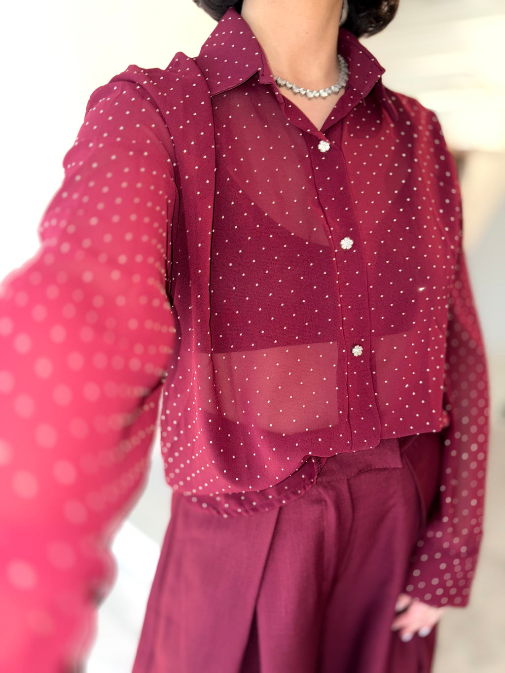 Chemisier transparent à strass