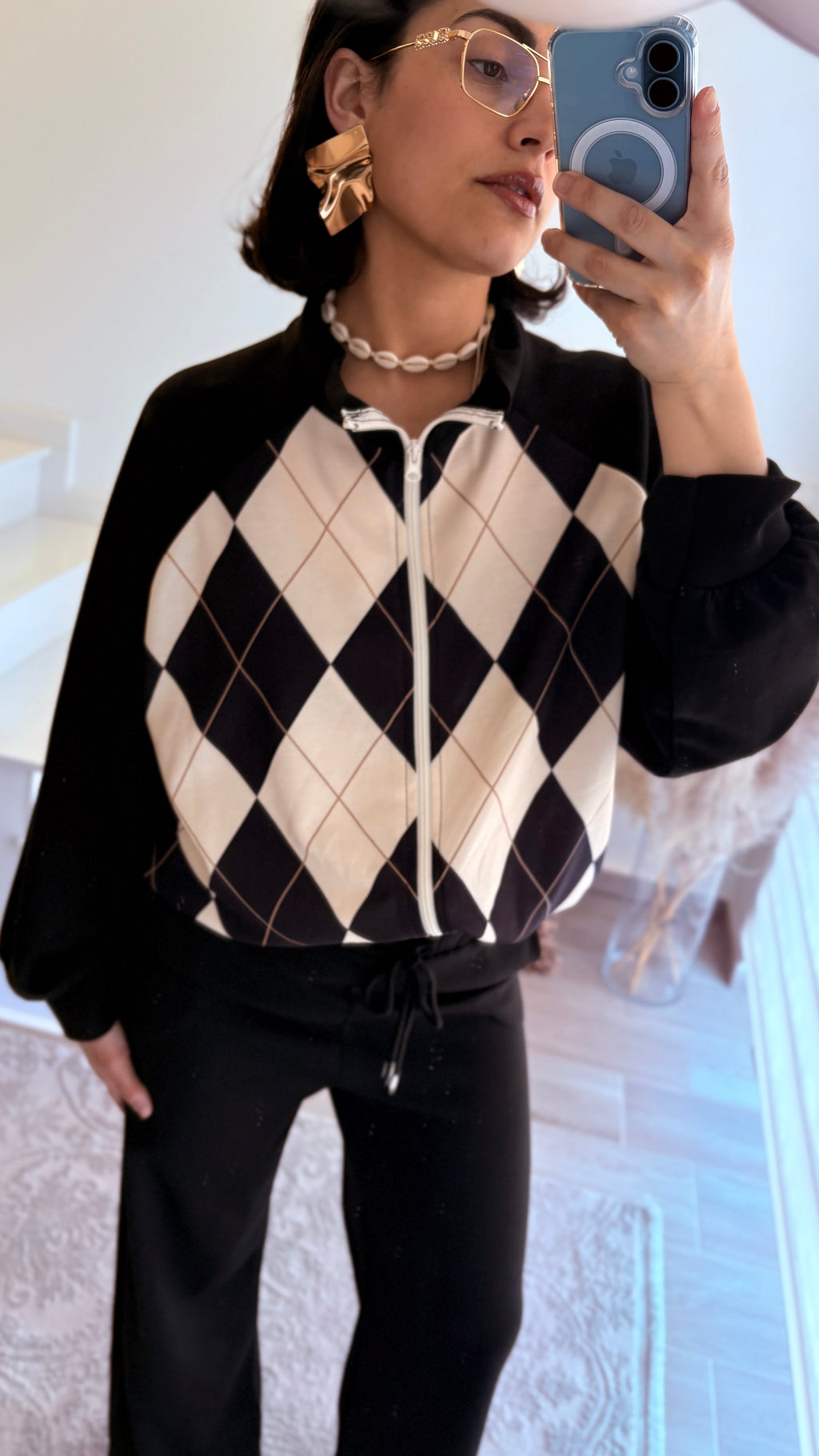 Ensemble veste motif losange