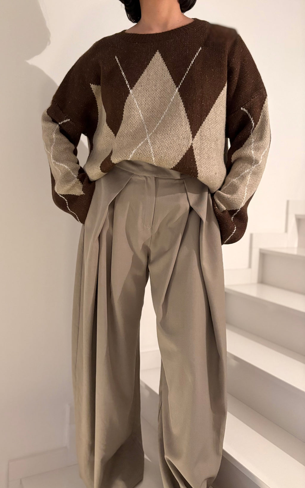 Pull oversize à losanges