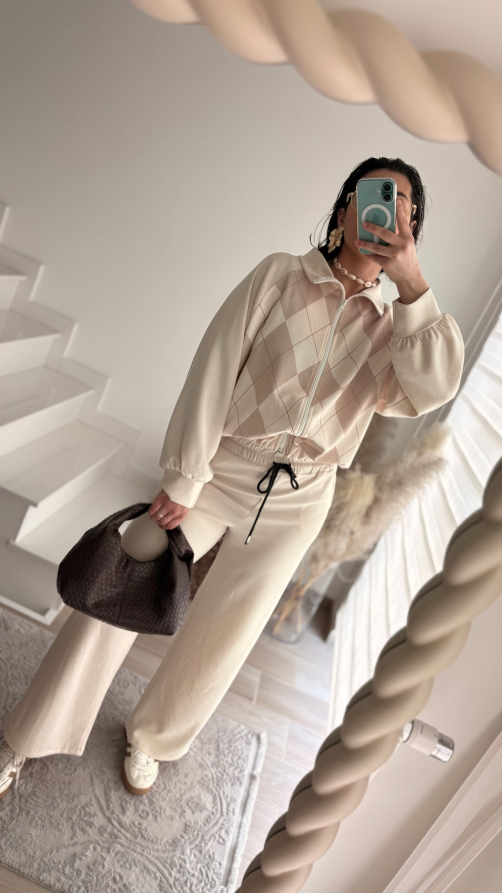 Ensemble veste motif losange