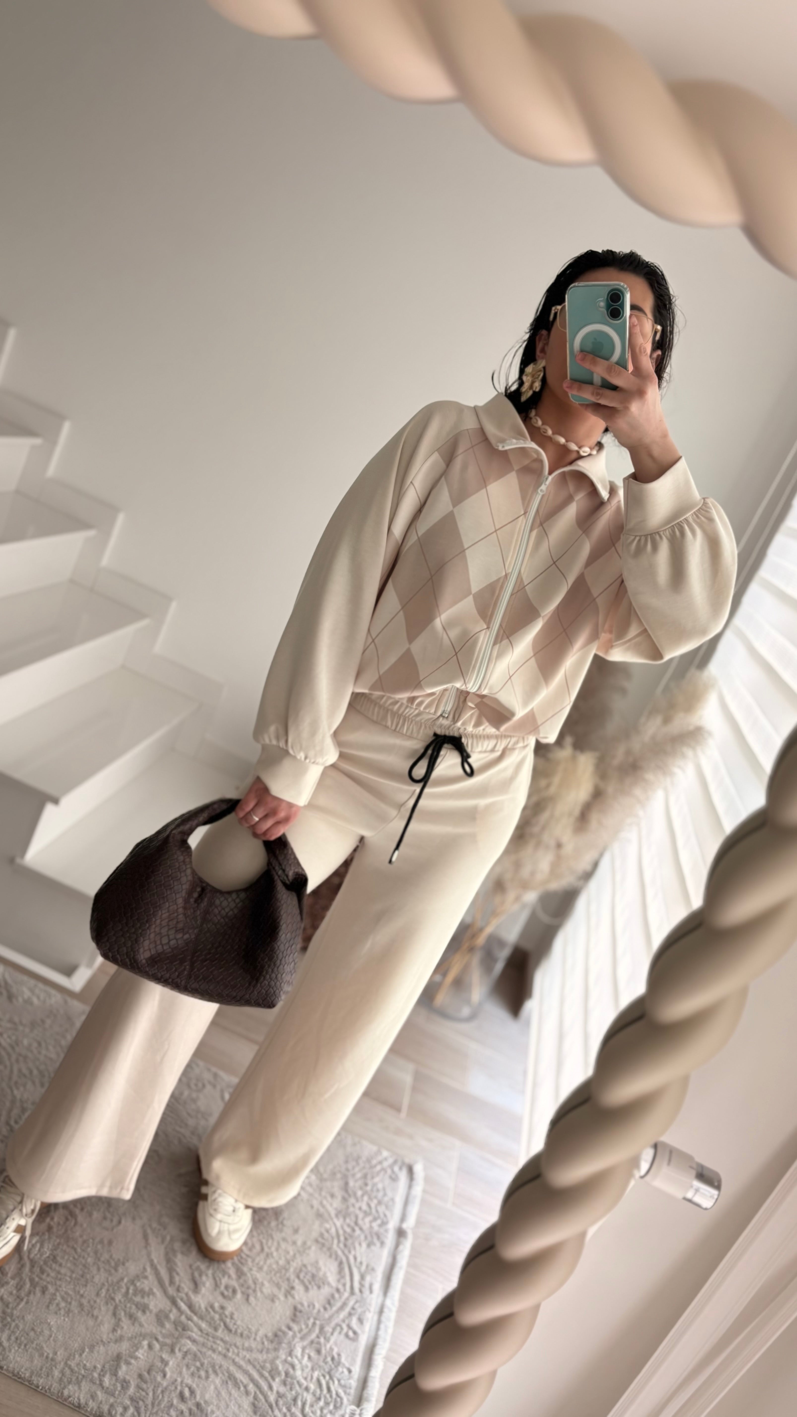 Ensemble veste motif losange