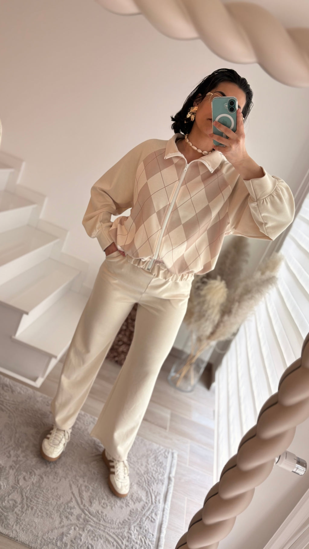 Ensemble veste motif losange