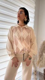 Ensemble veste motif losange